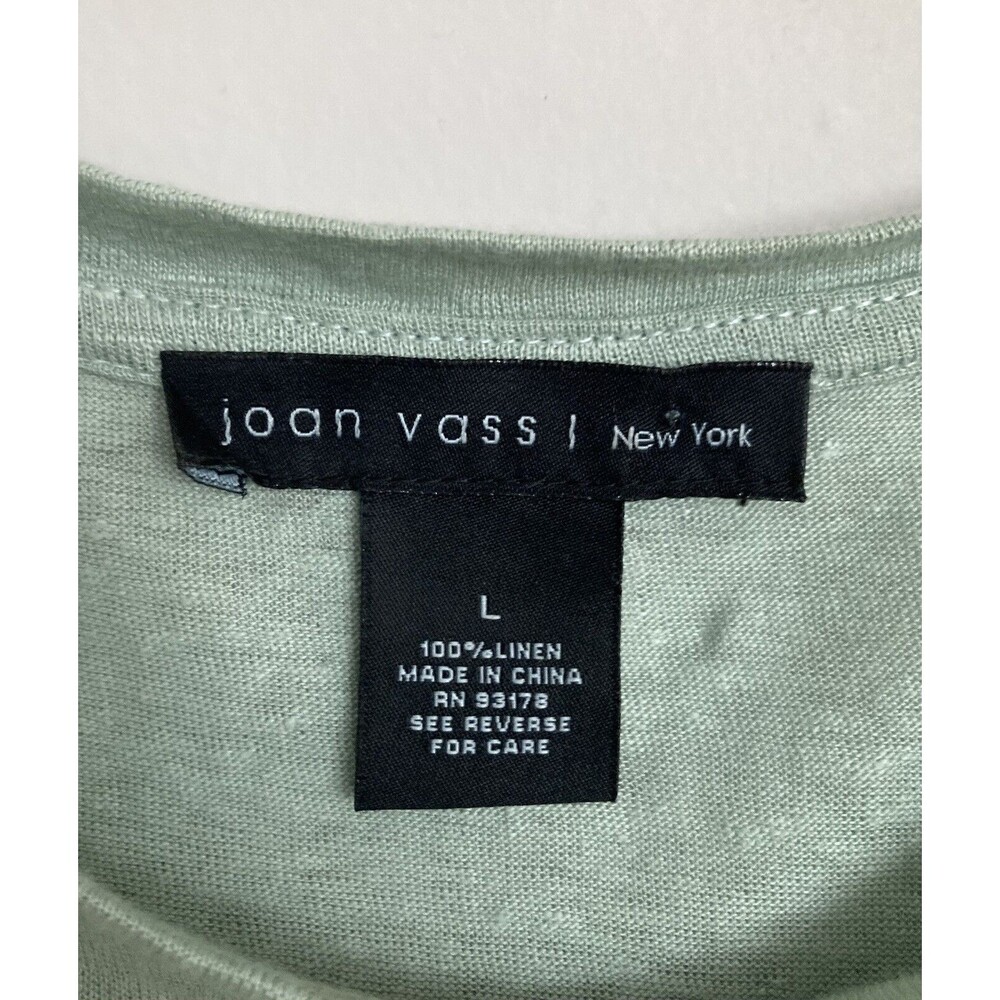 Joan Vass New York 100% Linen Ruffle Sleeve Blouse LARGE Mint Sage Green - Picture 4 of 6